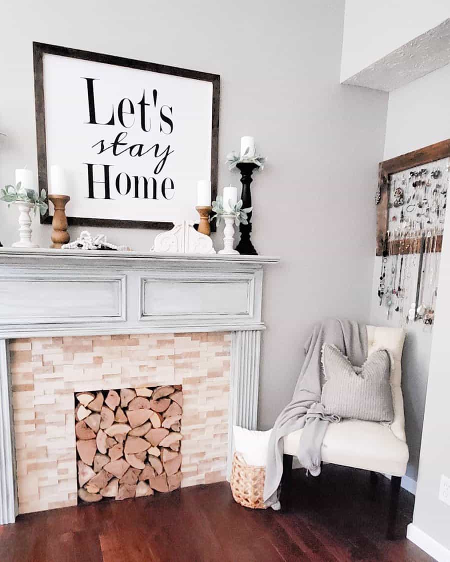 Indoor fireplace with wood storage