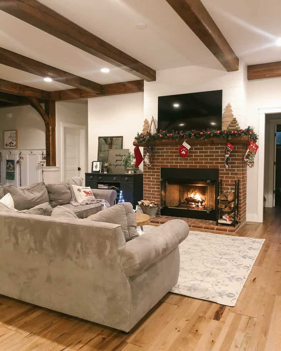 rustic living room with fireplace