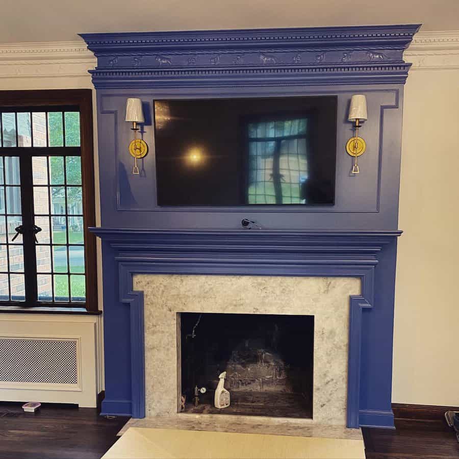 fireplace with wall trimming