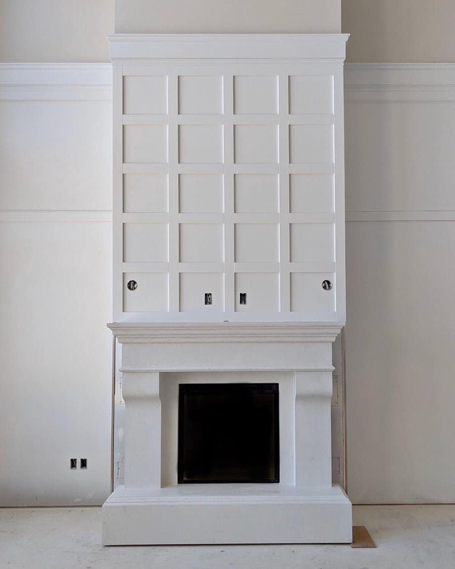 fireplace with wall trimming