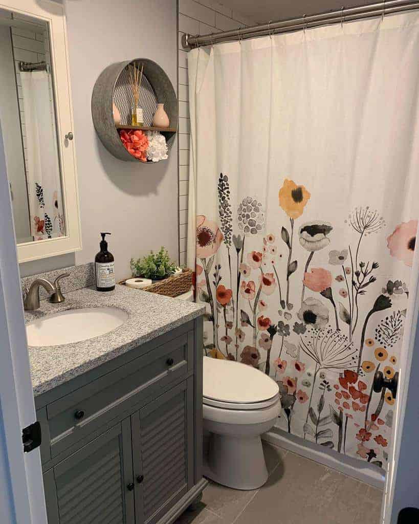 Floral shower curtain