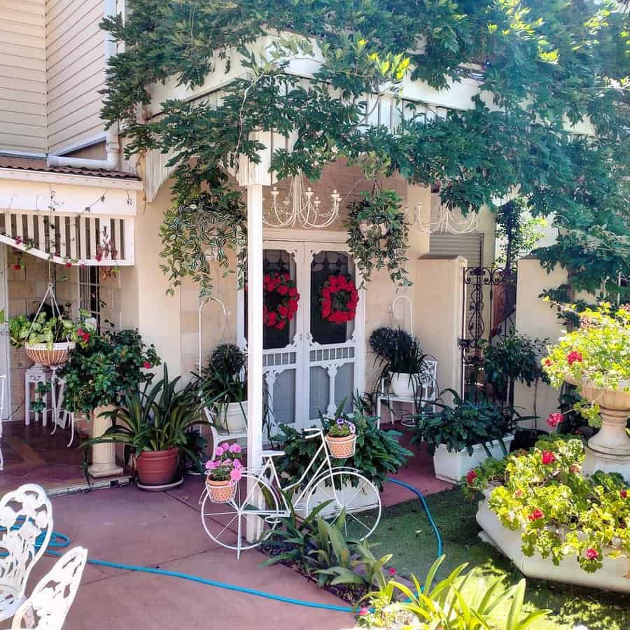 Front garden with quirky planters