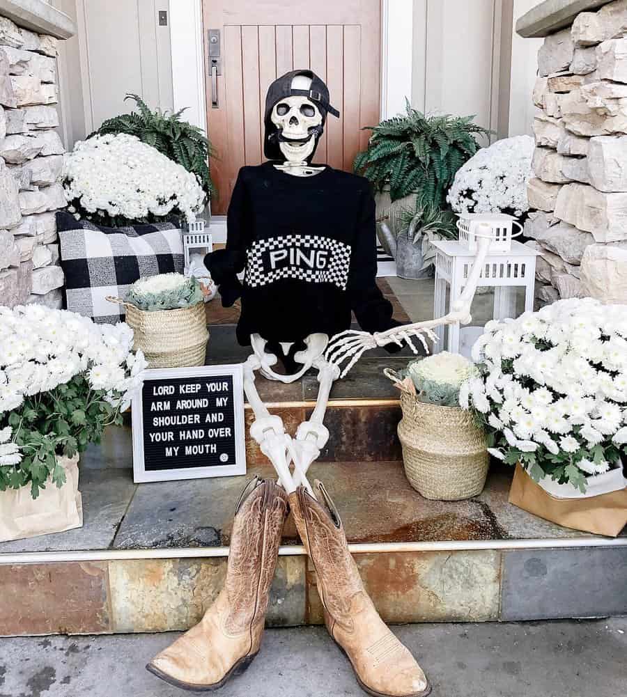 Front door Halloween decor