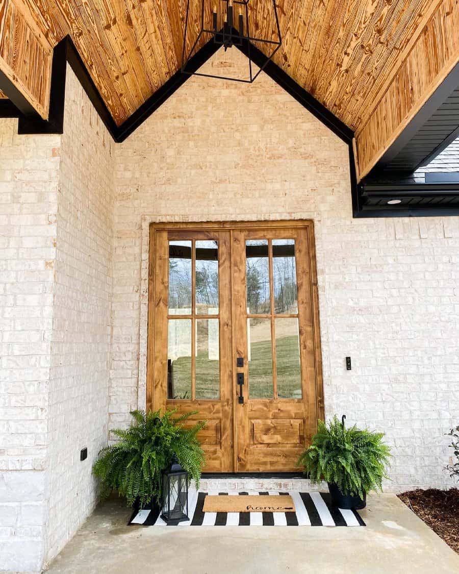 front porch door with decor