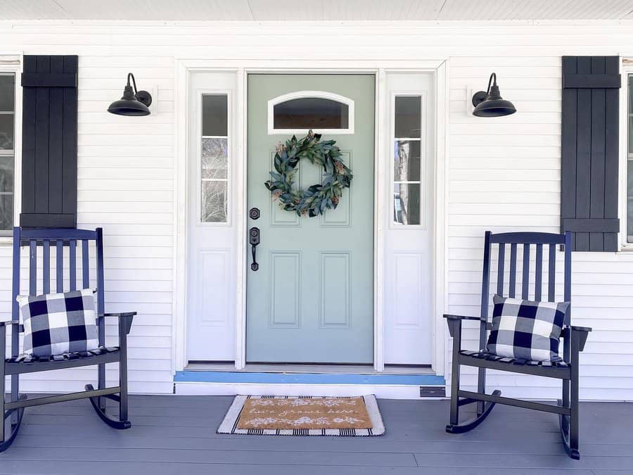 Front porch door with decor