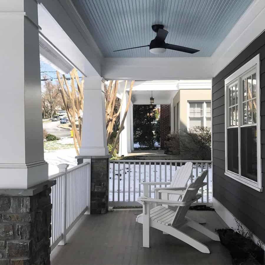 Porch ceiling with fan