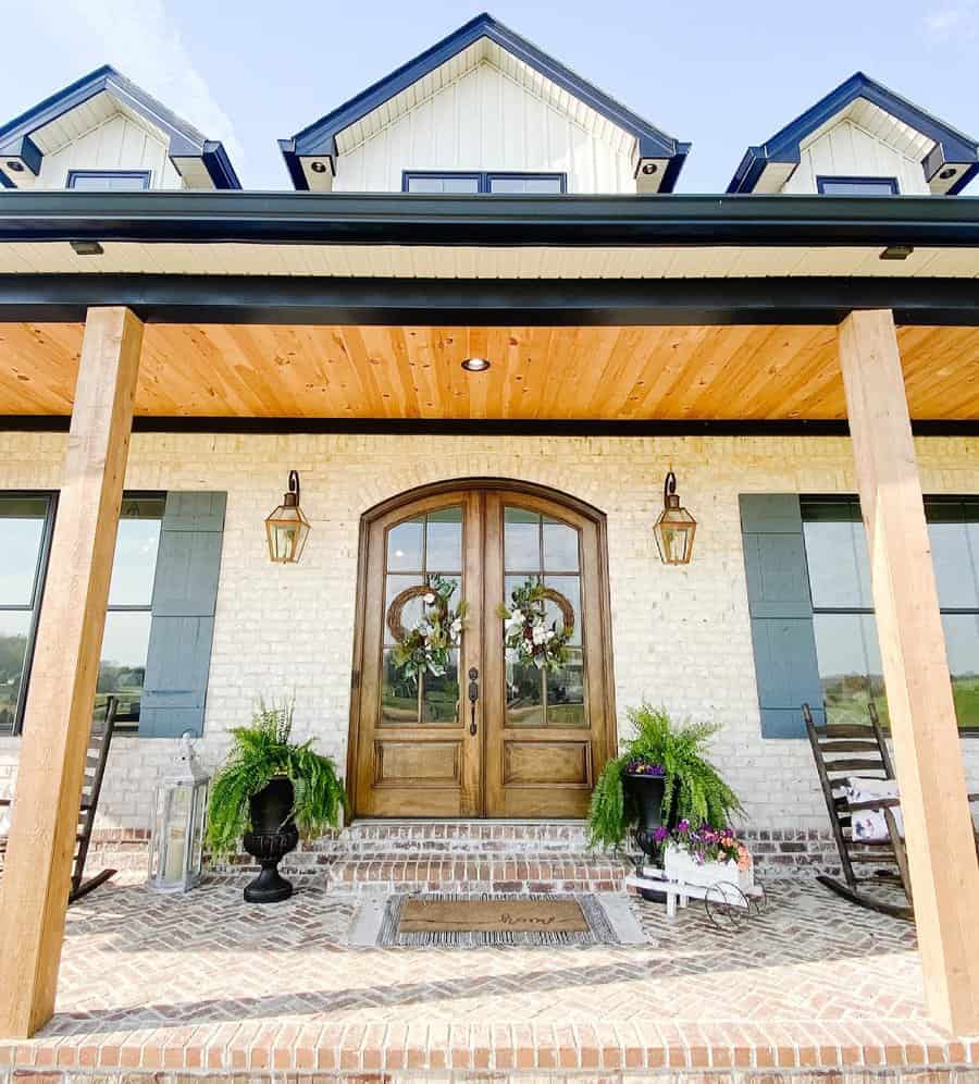 Wood porch ceiling