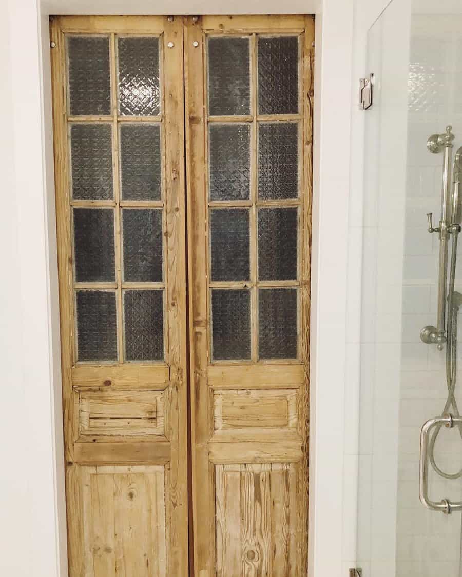 bathroom door with frosted glass