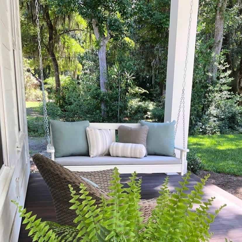 small porch with wicker furniture