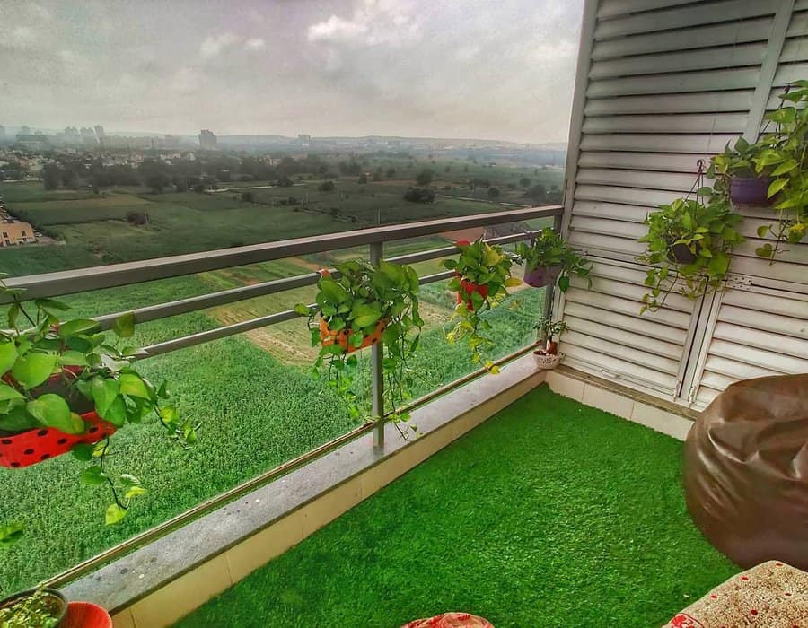 apartment balcony with artificial grass