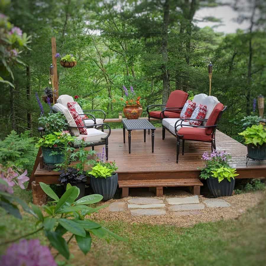 deck furniture with cushions and pillows 