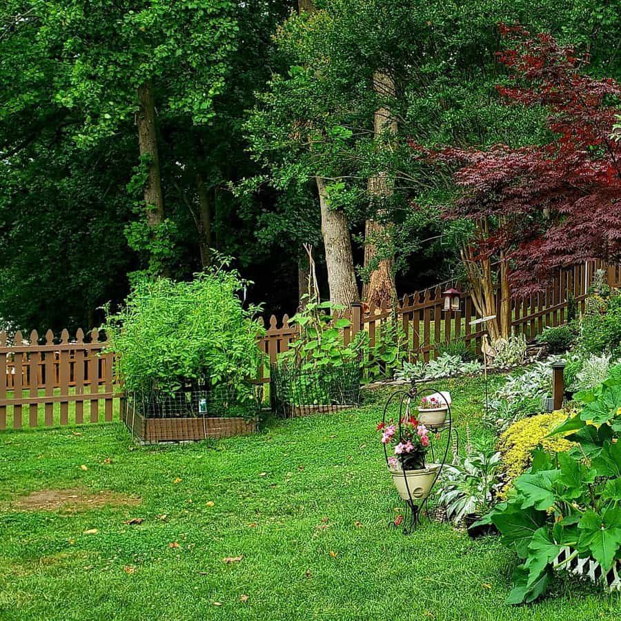 Vegetable garden with mesh screen