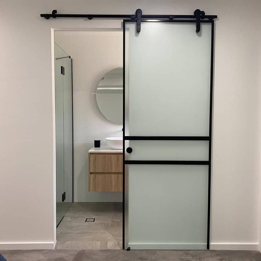 Bathroom door with frosted glass