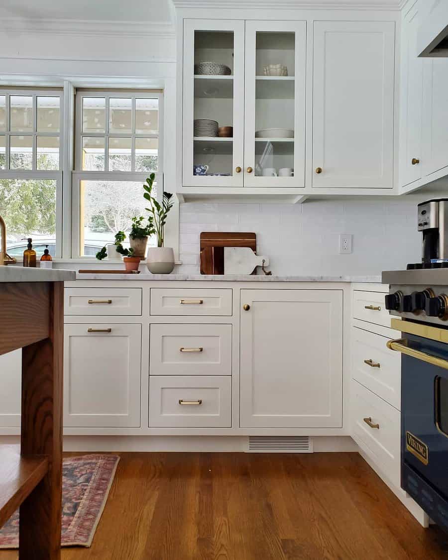 Display white kitchen cabinet