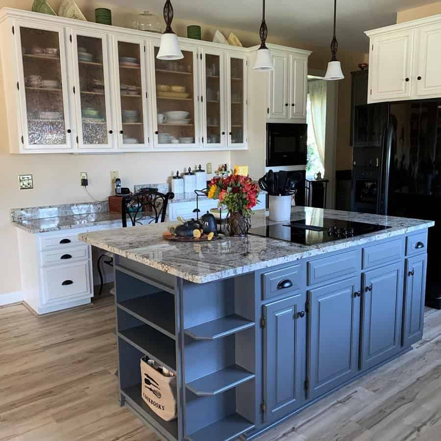 White kitchen cabinet with glass doors