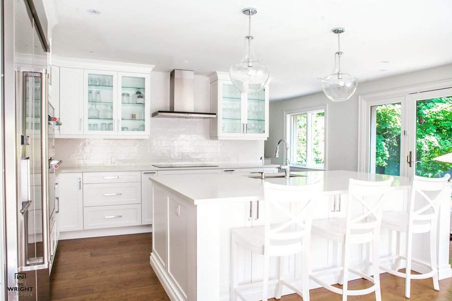 White kitchen cabinet with glass doors