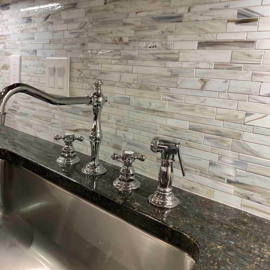 Mosaic tile kitchen backsplash