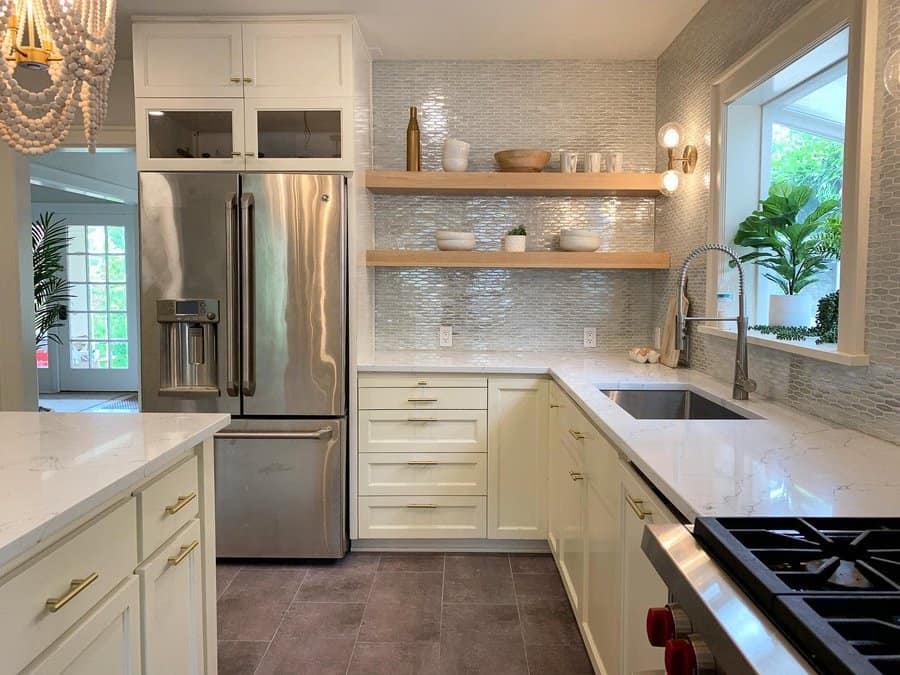 Mosaic tile kitchen backsplash