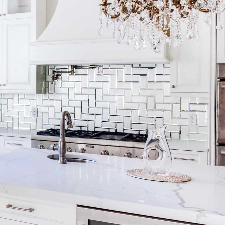 Glass kitchen backsplash