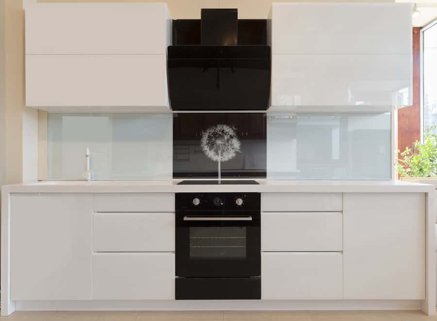 Elegant glass kitchen backsplash