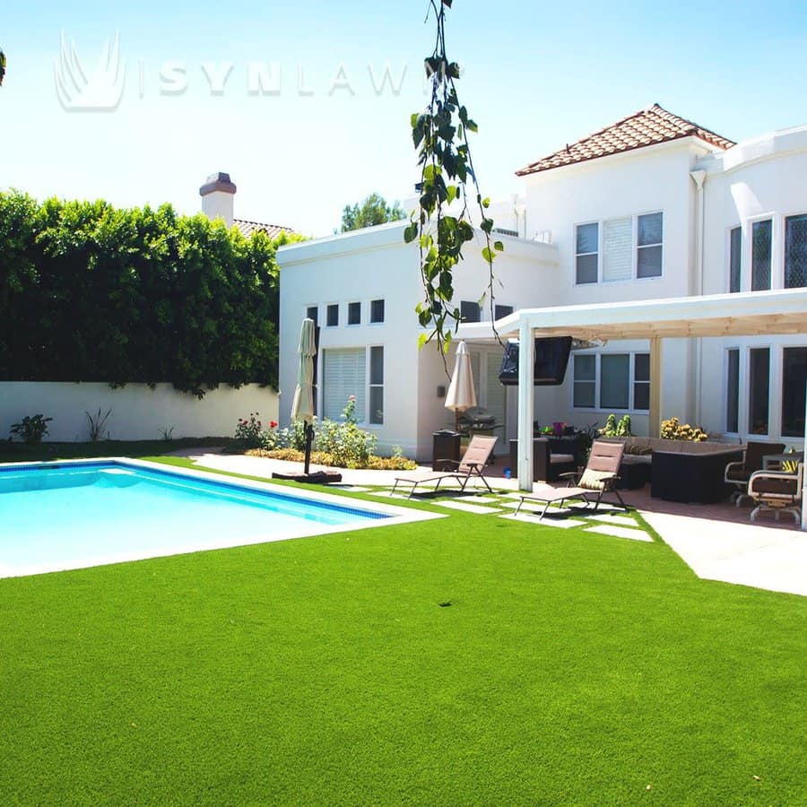 Pavers and grass pool landscape