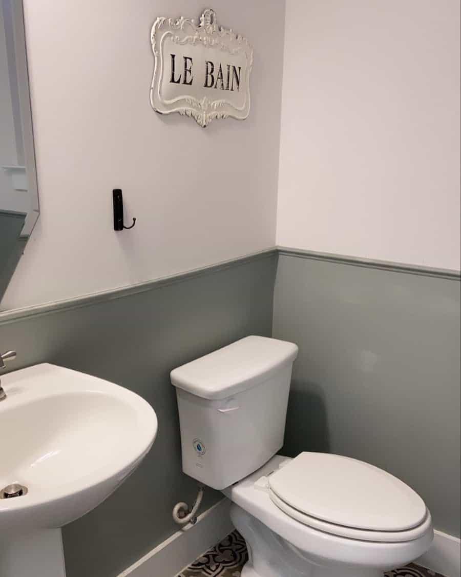 Half bathroom with half paint