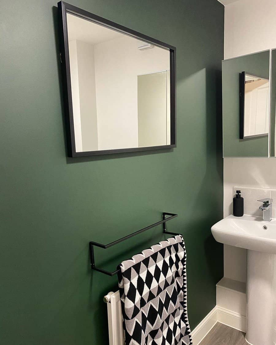 Army green bathroom walls