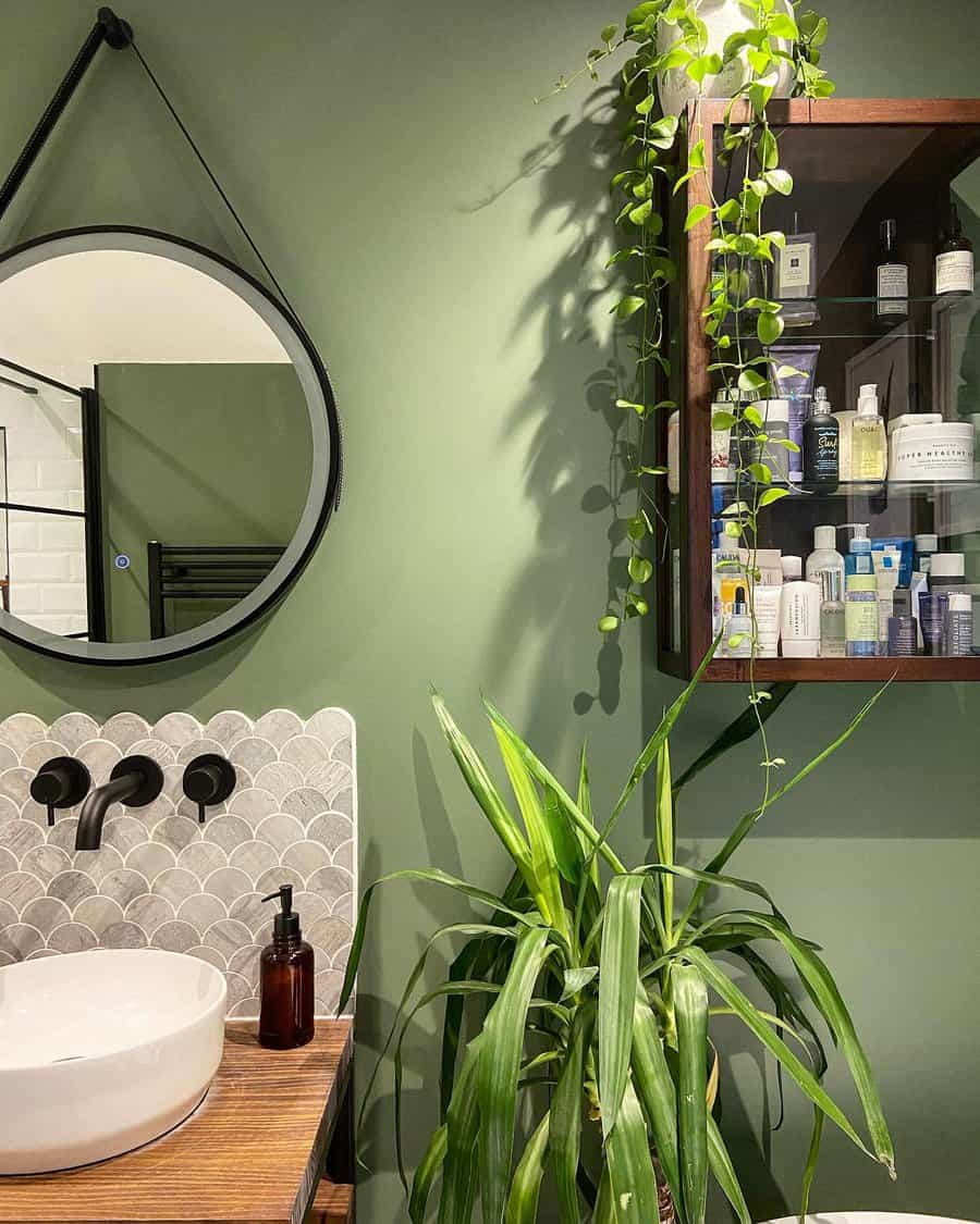 Light green bathroom walls