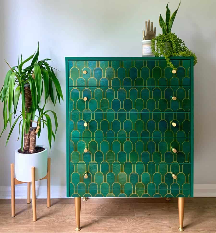 green painted furniture