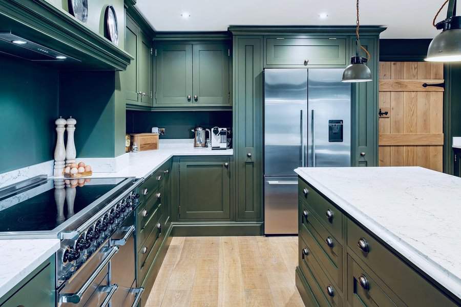 emerald green kitchen cabinet