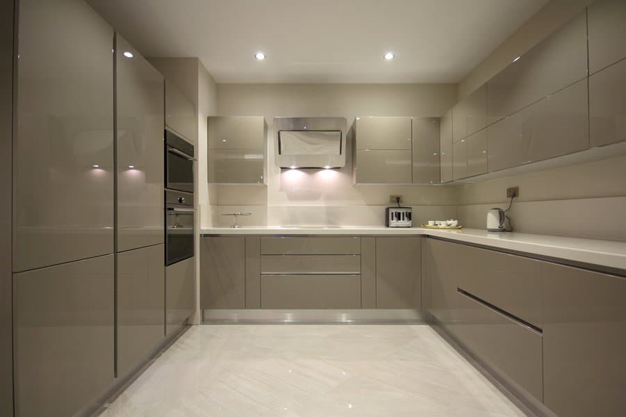 Gray kitchen cabinet