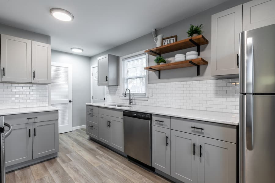 Gray kitchen cabinet