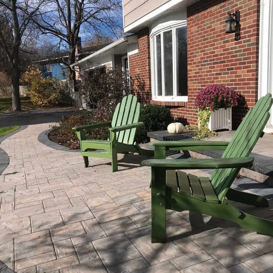 patio with Adirondack chairs 