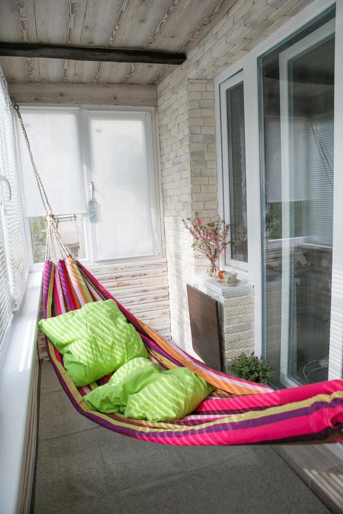apartment balcony with hammock
