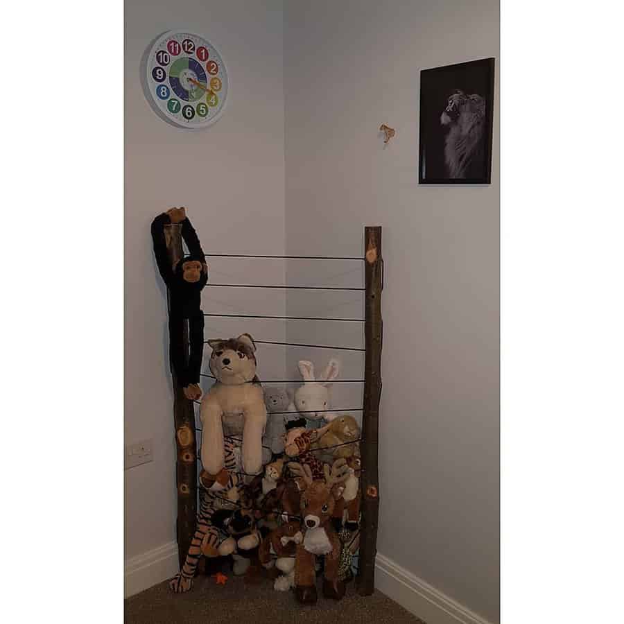 driftwood and strings toy storage