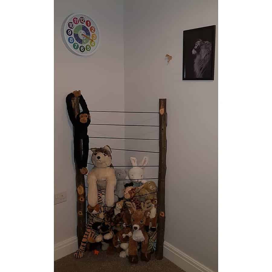 Driftwood and strings toy storage