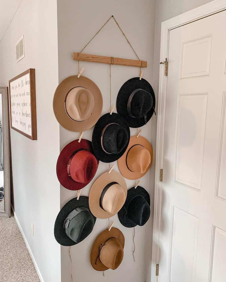 Macrame hat rack