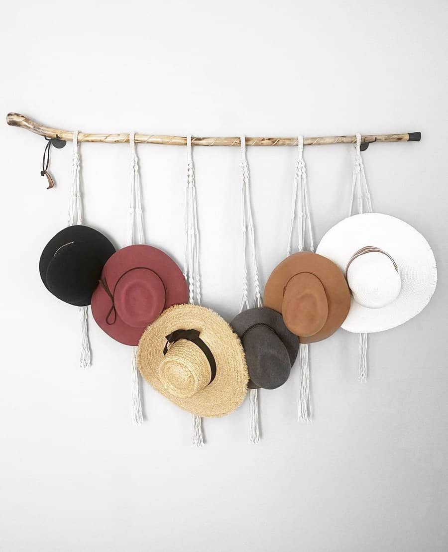 Macrame hat rack