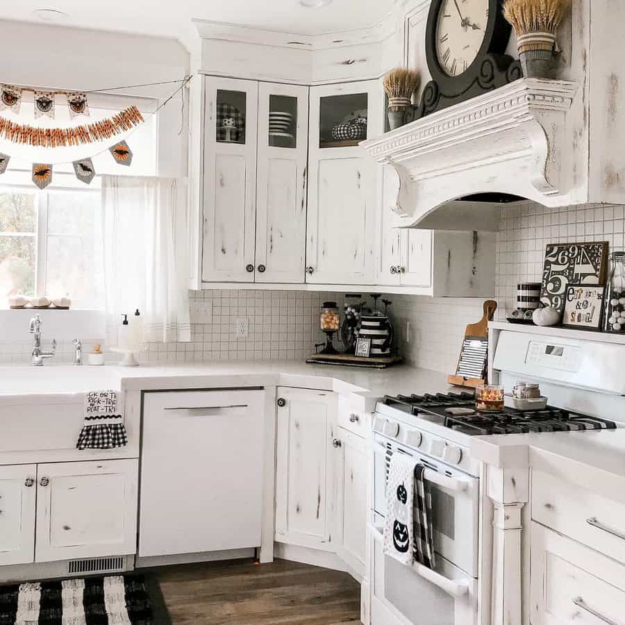 white-washed kitchen cabinet