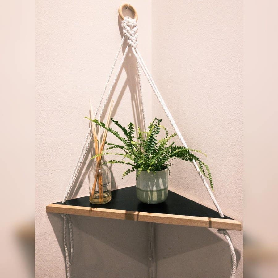 Macrame wall hanging shelf