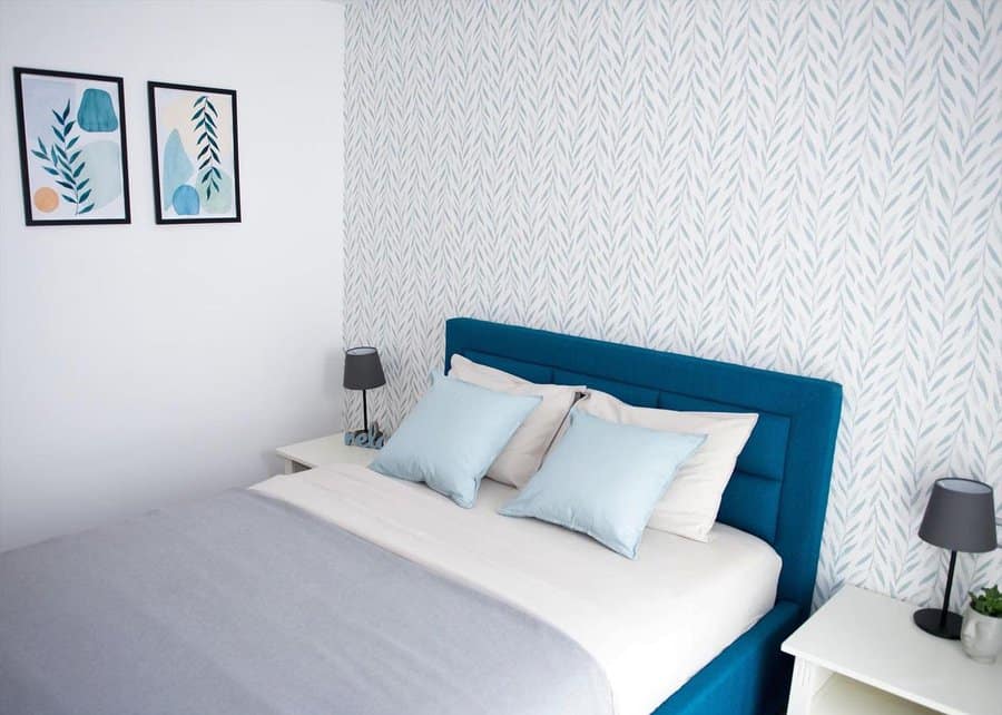 blue bedroom with shades of blue 