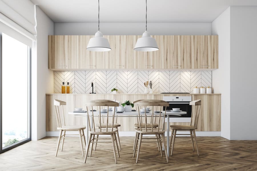 Herringbone tile kitchen backsplash