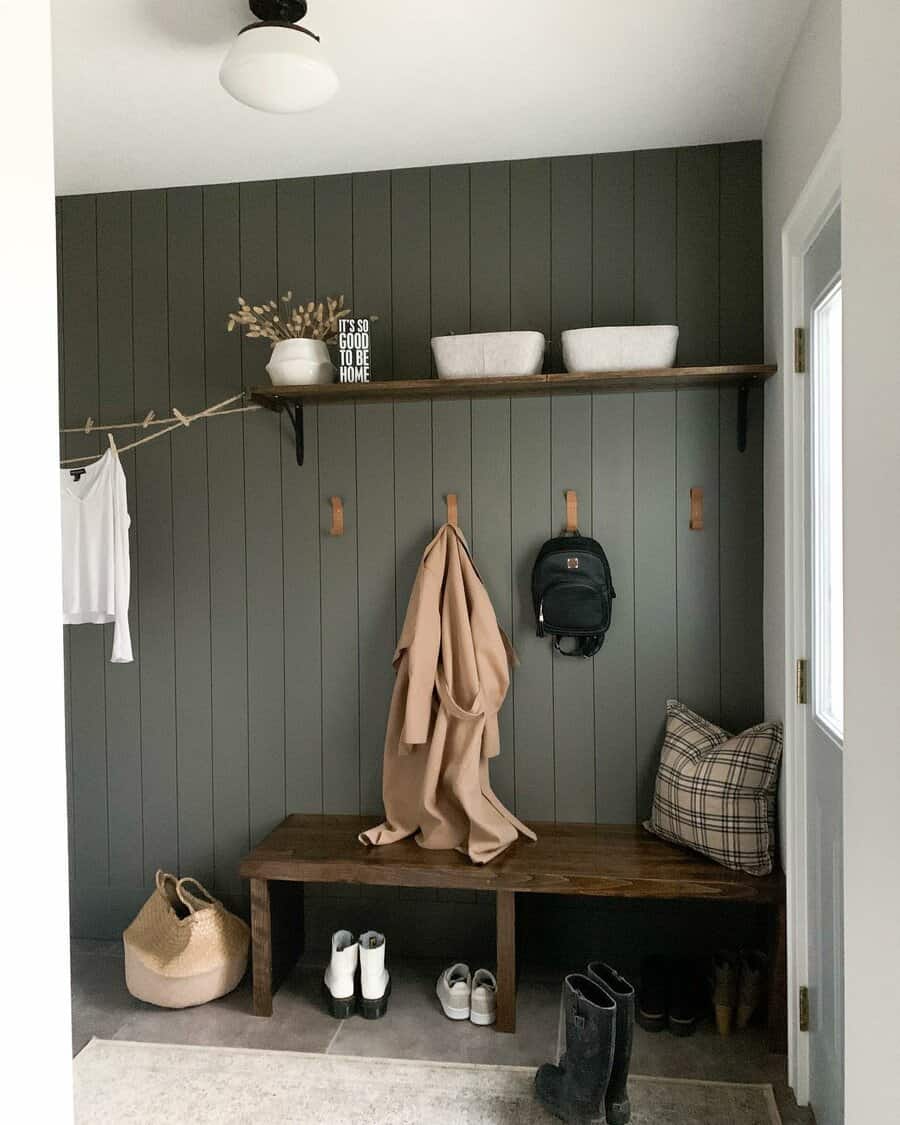 Mudroom with hooks and hangers