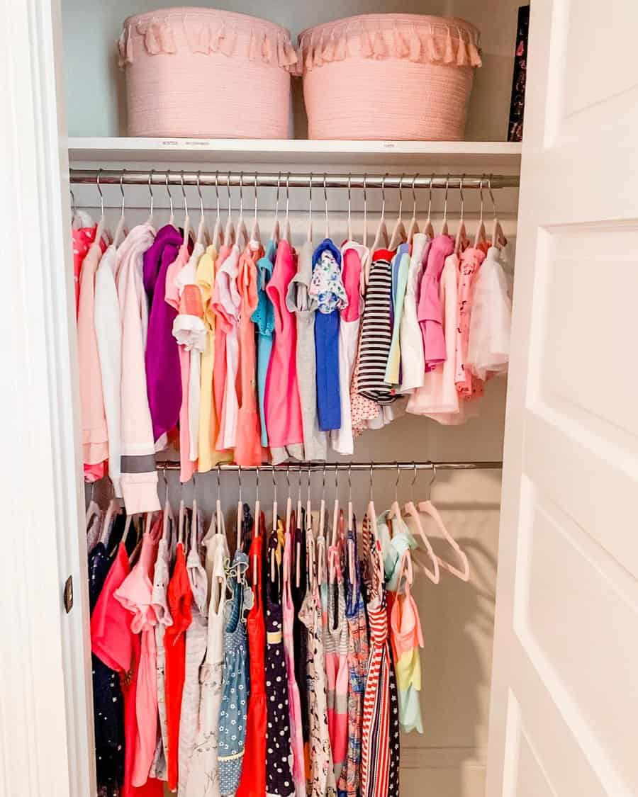 Kids small closet with toy boxes