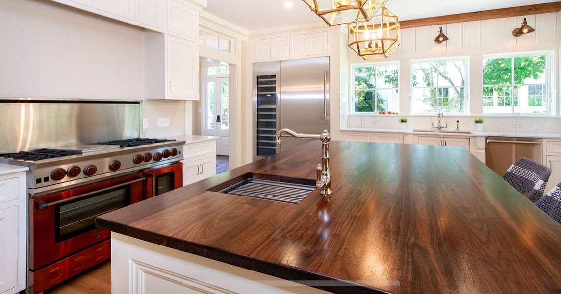 dark-stained wood countertop