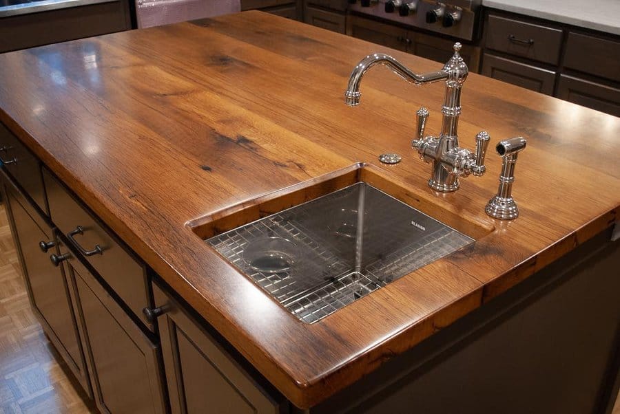 dark-stained wood countertop