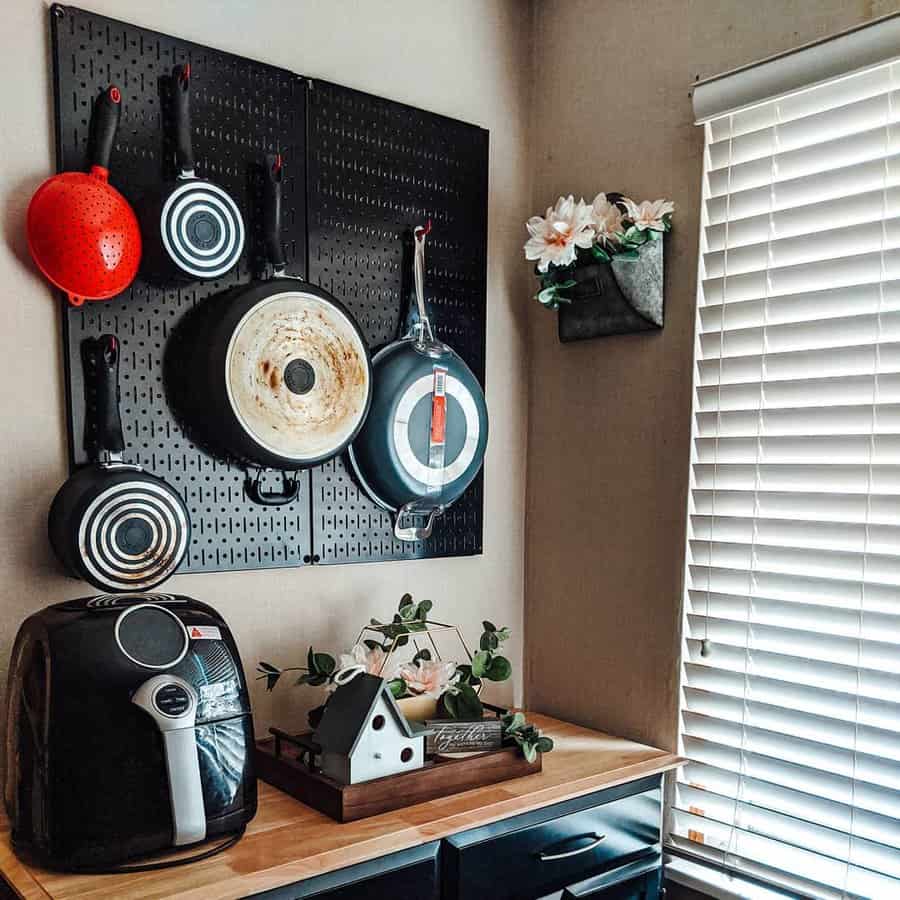 peg board for pots and pans