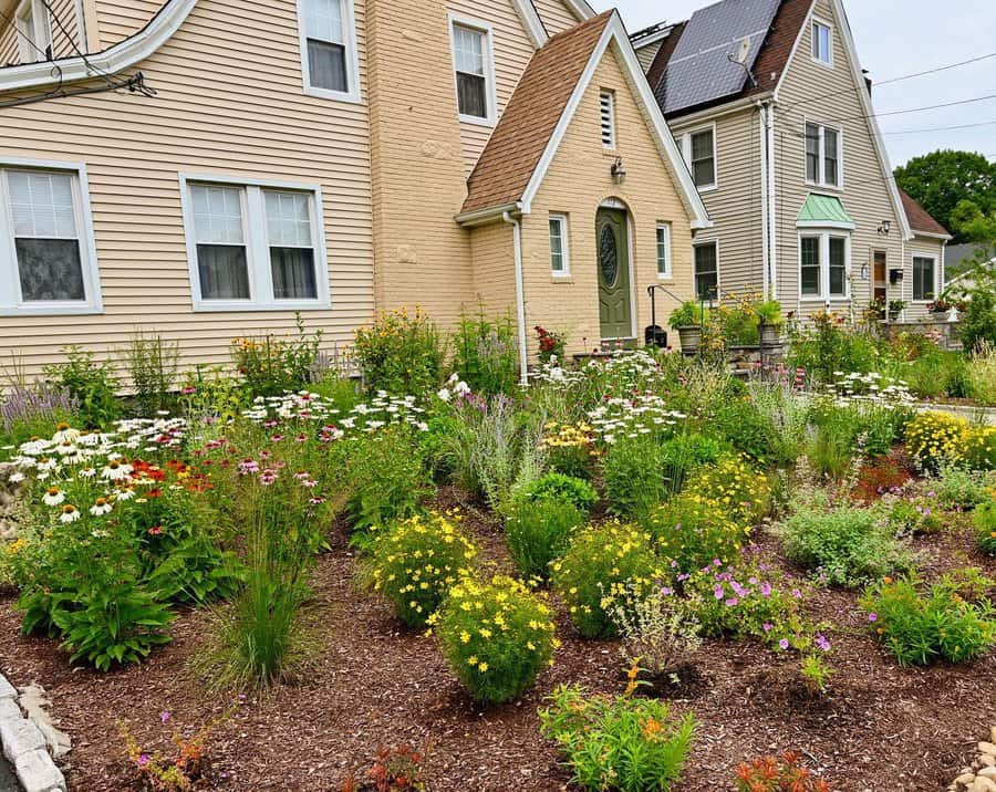 Front garden with flower garden