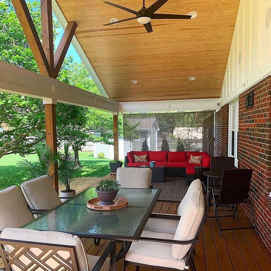 Covered deck with ceiling fan