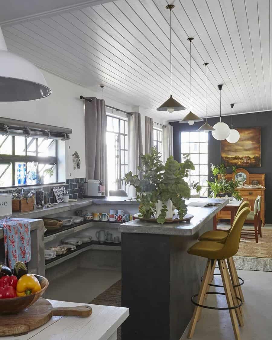 White shiplap ceiling